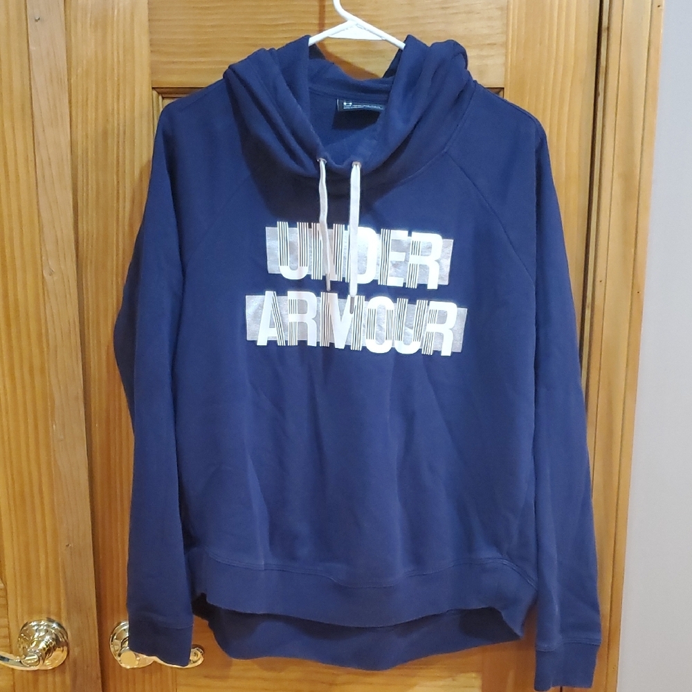 Under Armour Blue Pullover Hoodie with Front Graphic Design